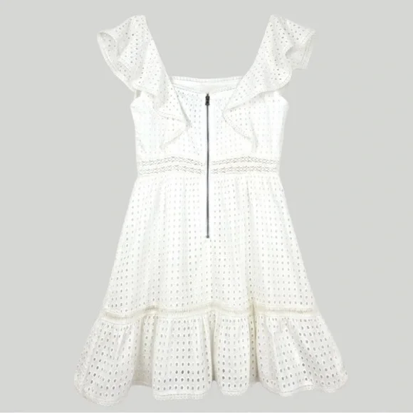 Alice + Olivia Remada Ruffled Broderie Anglaise Cotton Mini‎ Dress White NWT - Picture 12 of 16
